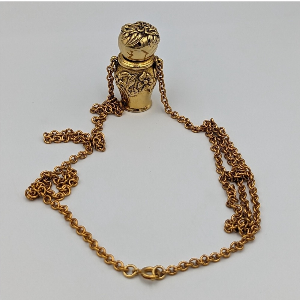 Vintage Geminesse Perfume Bottle Pendant Chain Necklace Max Factor